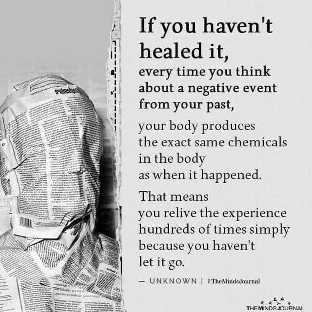 if you haven t healed it quote - you think godinished If you haven't healed it, every time you about a negative event from your past, your body produces the exact same chemicals in the body as when it happened. That means you relive the experience hundred