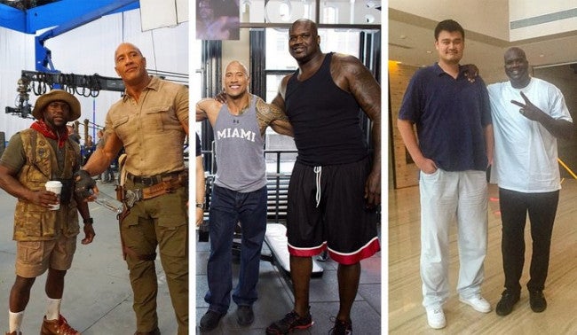 funny random pics - kevin hart the rock shaq yao ming - Miami