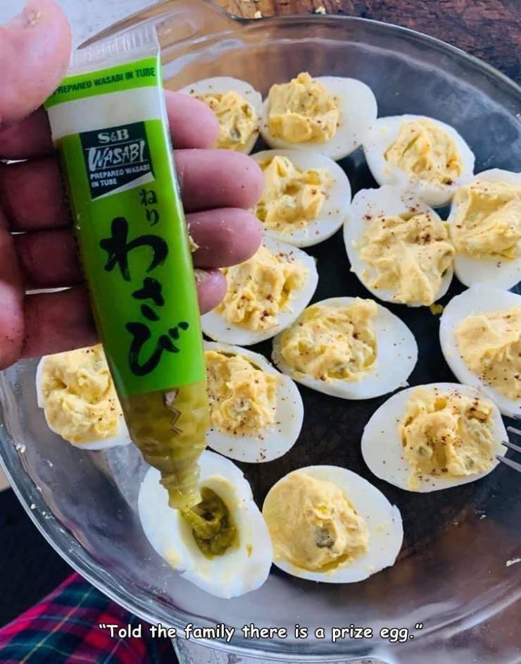 deviled egg - Repared Wasasi Tube S&B Wasabi Prepared Wisasi In Tube efaris "Told the family there is a prize egg."