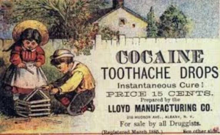 cocaine history - Cocaine Toothache Drops Instantaneous Cure ! Prioe 15 Cents. Prepared by the Lloyd Manufacturing Co. Hudson Ave. Albany, Ny For sale by all Druggists. Registered March