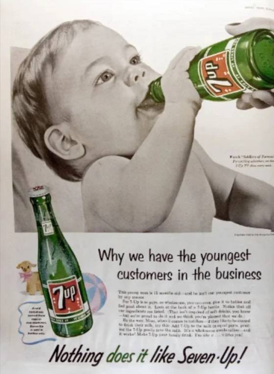 old advertisements - 7P 72 Why we have the youngest customers in the business 17up 10 Notices Be the G Nothing does it SevenUp!