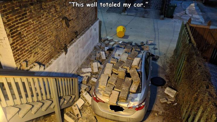 vehicle - "This wall totaled my car."