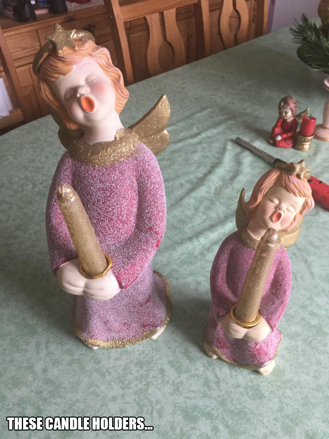 dirty christmas decorations - These Candle Holders.