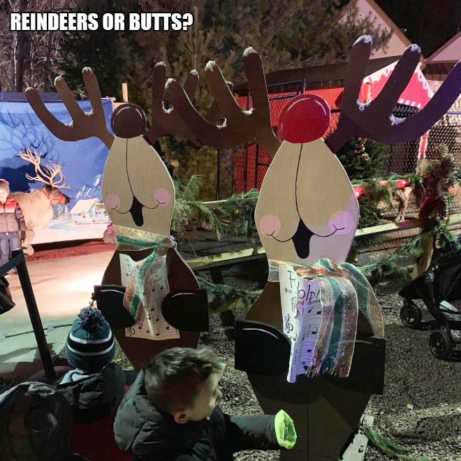 cartoon - Reindeers Or Butts? he Olp 18
