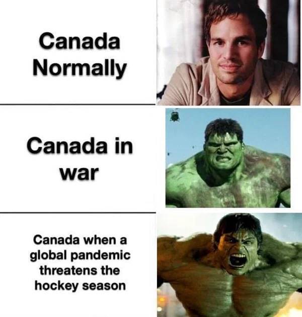 canada hockey meme - Canada Normally Canada in war Canada when a global pandemic threatens the hockey season