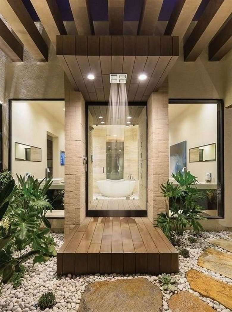 indoor open shower ideas