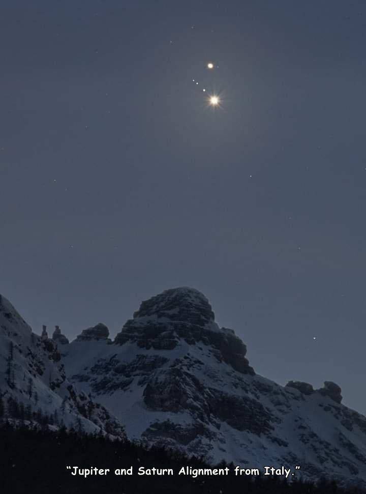 Sky - "Jupiter and Saturn Alignment from Italy."