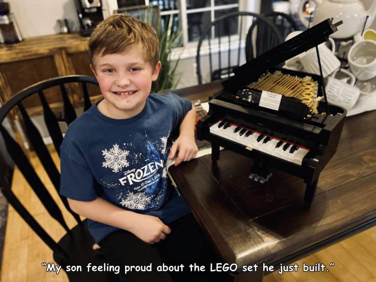 player piano - Frozen Nov 25 he "My son feeling proud about the Lego set he just built."