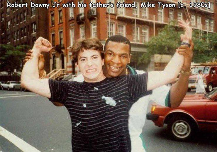 robert downey jr mike tyson - Robert Downy Jr with his father's friend, Mike Tyson c. 1980s