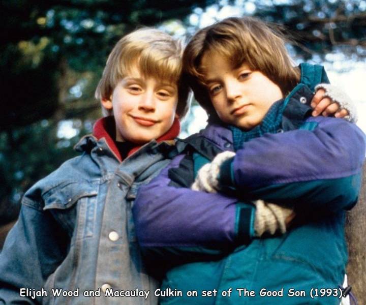 good son cast - Elijah Wood and Macaulay Culkin on set of The Good Son 1993.