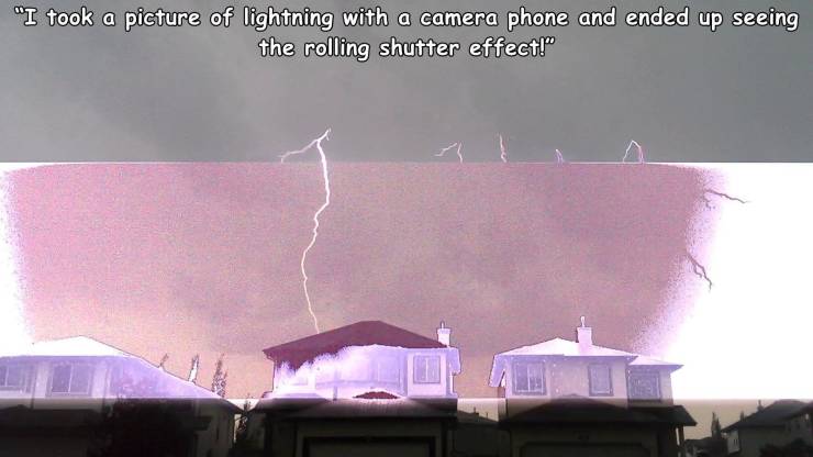 sky - "I took a picture of lightning with a camera phone and ended up seeing the rolling shutter effect!"