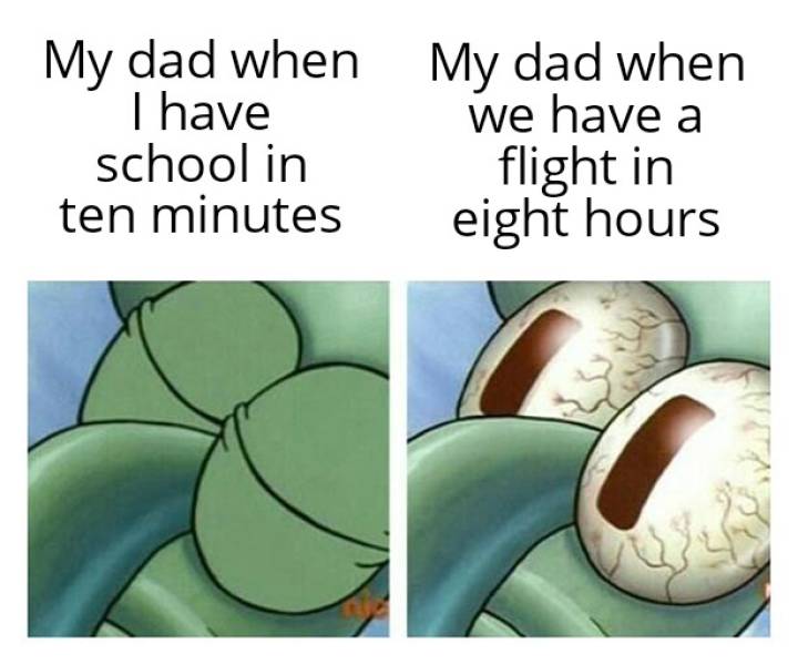 notre dame meme squidward - My dad when I have school in ten minutes My dad when we have a flight in eight hours