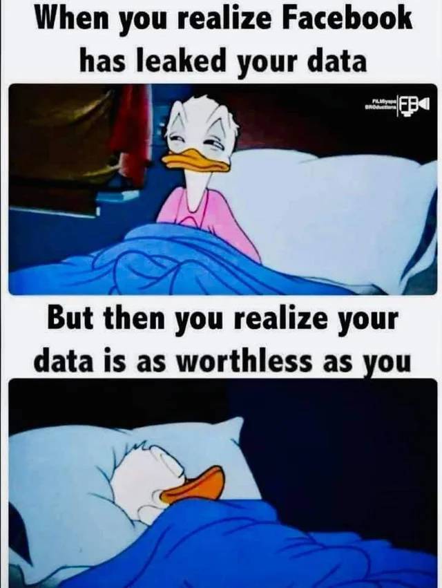 donald duck sleeping meme template - When you realize Facebook has leaked your data Heb Film But then you realize your data is as worthless as you
