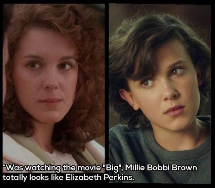 millie bobby brown en stranger things - "Was watching the movie "Big", Millie Bobbi Brown totally looks Elizabeth Perkins.