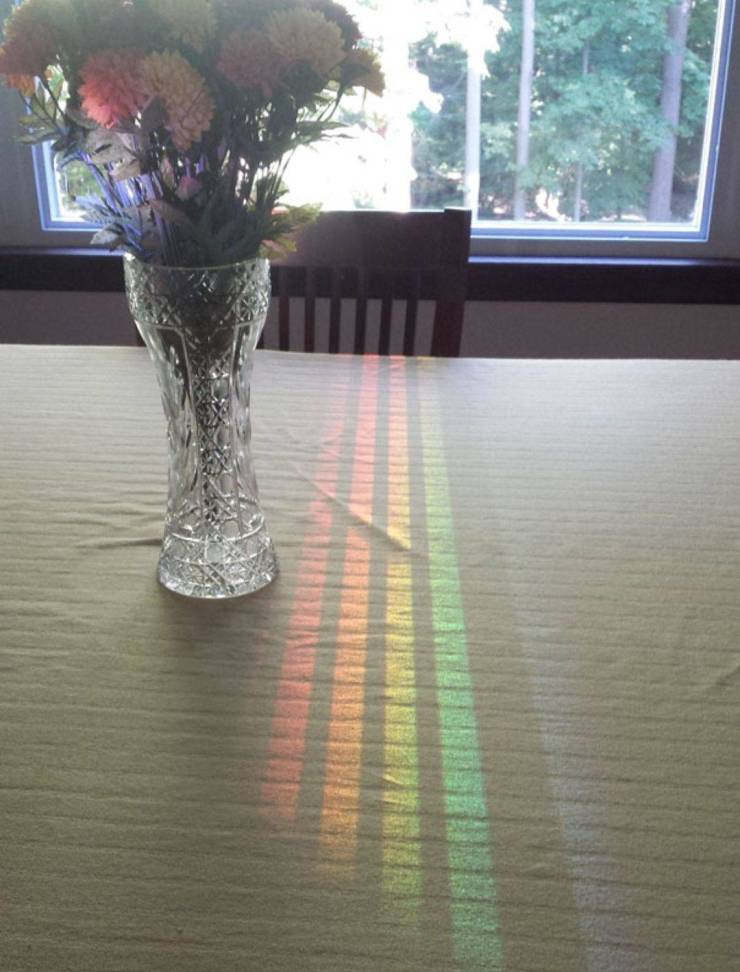 rainbow through window
