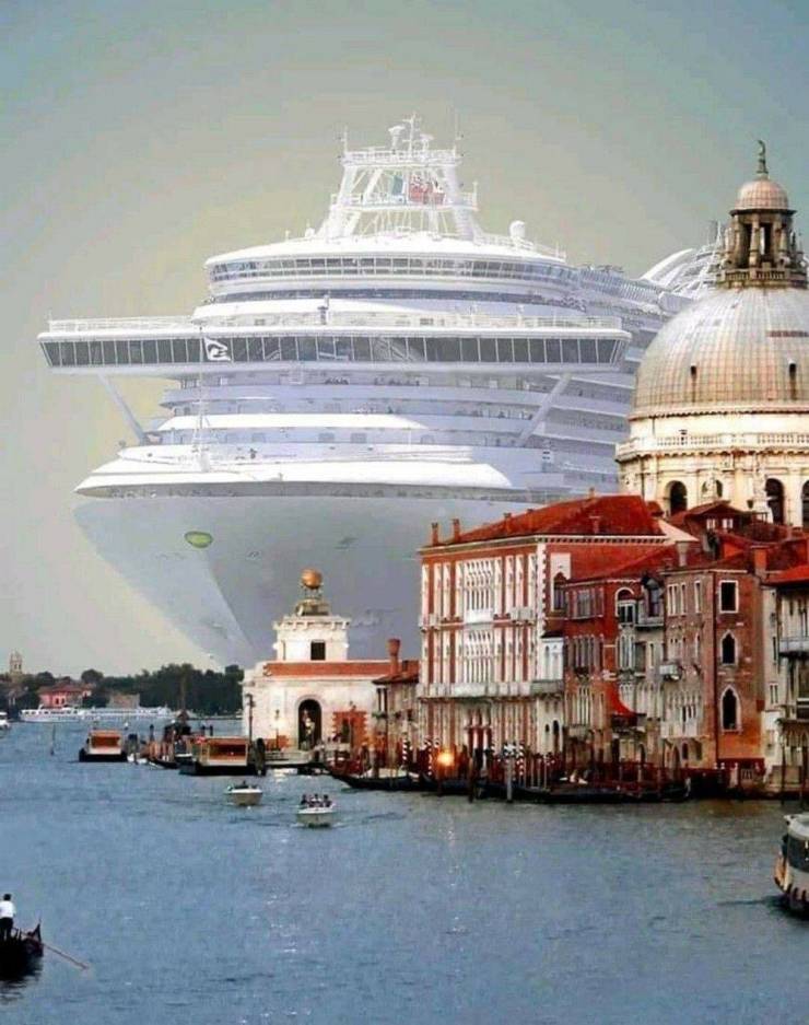 funny memes and pics - largest cruise ship in venice