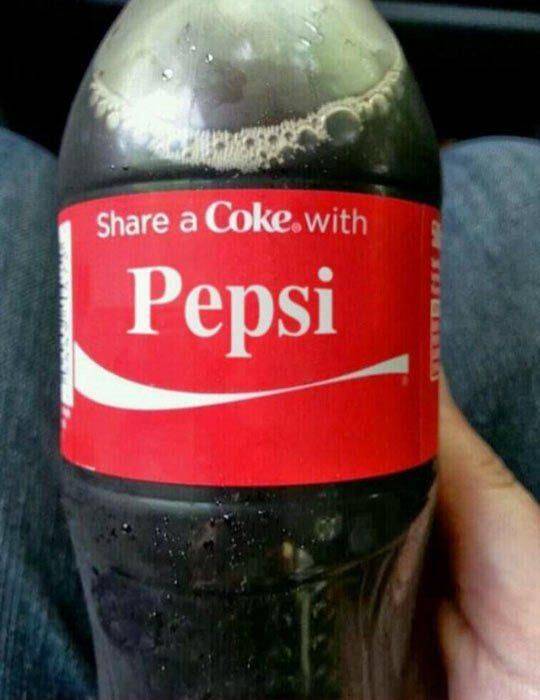 funny pics - coca cola - a Coke with Pepsi