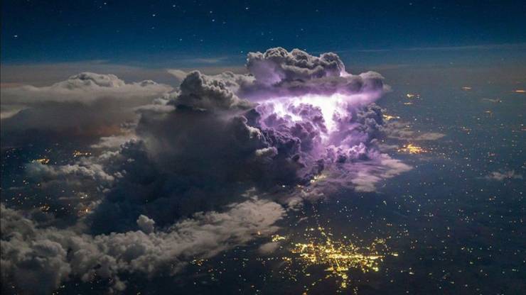 cool pics - beautiful purple lightning black storm clouds sky