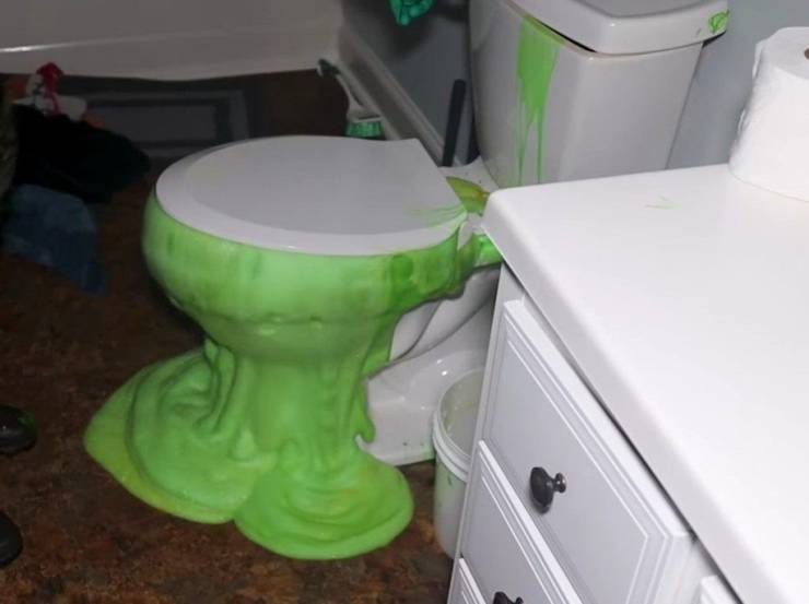 cool pics - toilet spewing green foam
