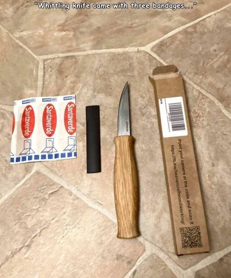 cool pics - Whittling knife came with three bandages...