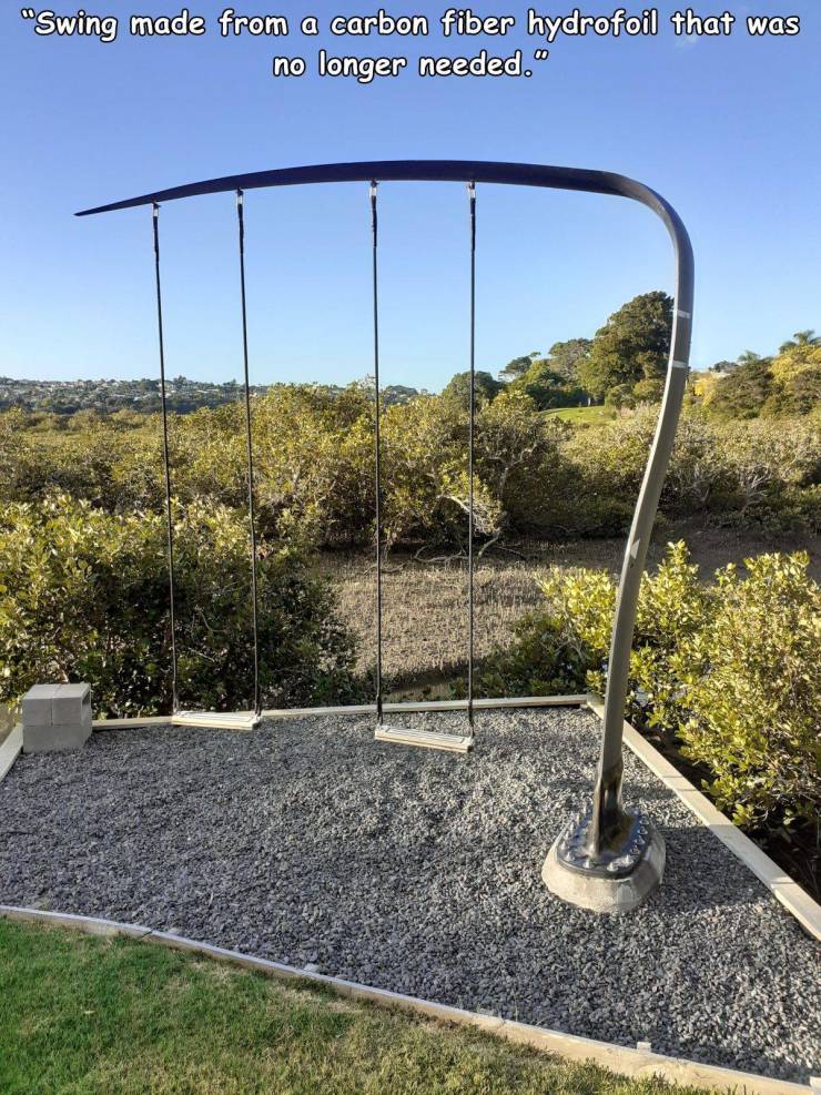 iron - "Swing made from a carbon fiber hydrofoil that was longer needed." no