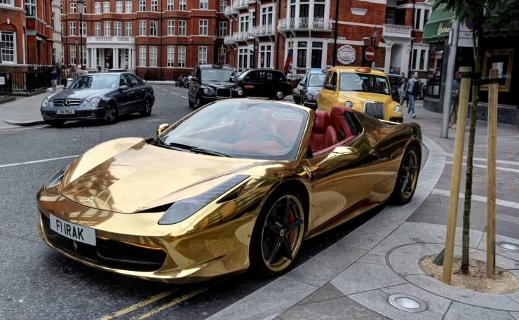 cool funny pics - gold sports car