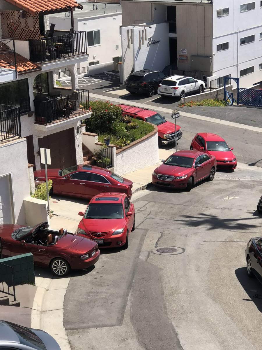 red cars in street - 1