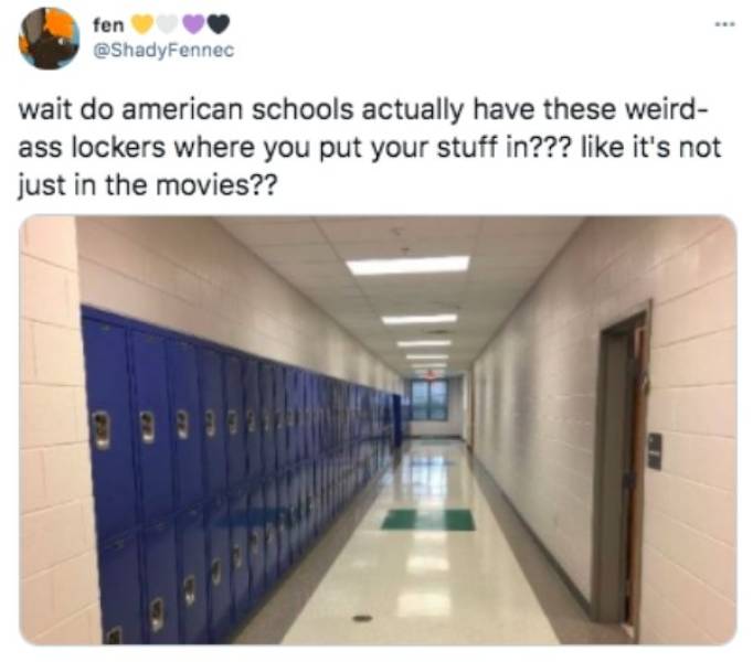 daylighting - fen wait do american schools actually have these weird ass lockers where you put your stuff in??? it's not just in the movies??