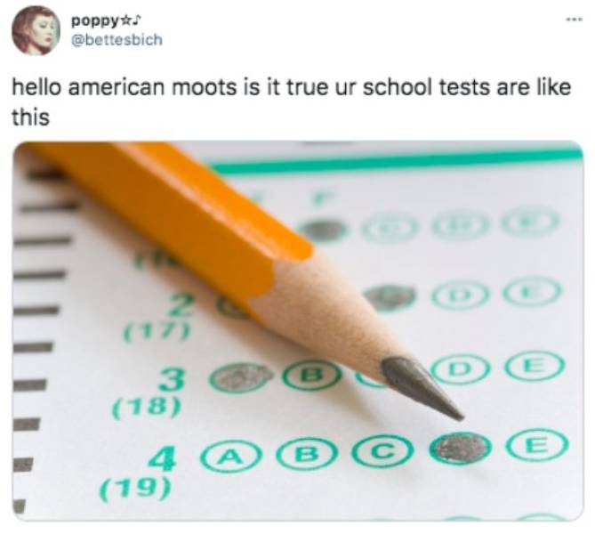 important test - poppy hello american moots is it true ur school tests are this 17 B Dc 3 18 E A B 19