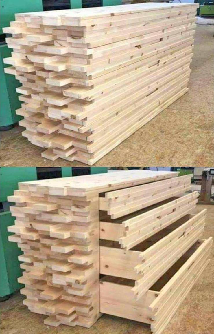 stacked lumber furniture