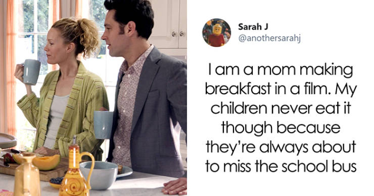 leslie mann paul rudd - Sarah J Tam a mom making breakfast in a film. My children never eat it though because they're always about to miss the school bus