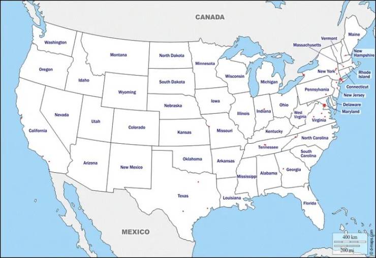 free map of the united states - Canada Maine Washington Vermont Massachusetts Montana North Dakota New Hampshire Minnesota Oregon New York Wisconsin Rhode Island Idaho South Dakota Michigan Wyoming Pennsylvania lowa Connecticut New Jersey Delaware Marylan