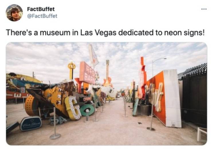 FactBuffet There's a museum in Las Vegas dedicated to neon signs! Ore V Reason G