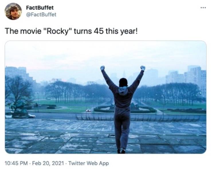rocky 1 - FactBuffet The movie "Rocky" turns 45 this year! . . Twitter Web App
