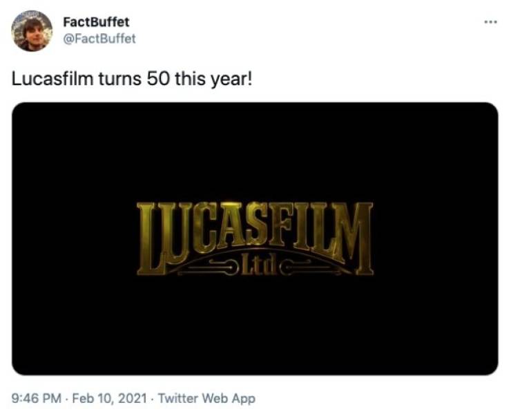 graphics - FactBuffet Lucasfilm turns 50 this year! Jucasfilm . Twitter Web App