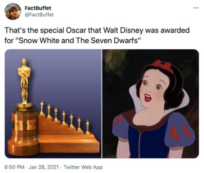 the walt disney family museum - FactBuffet That's the special Oscar that Walt Disney was awarded for "Snow White and The Seven Dwarfs" . . Twitter Web App