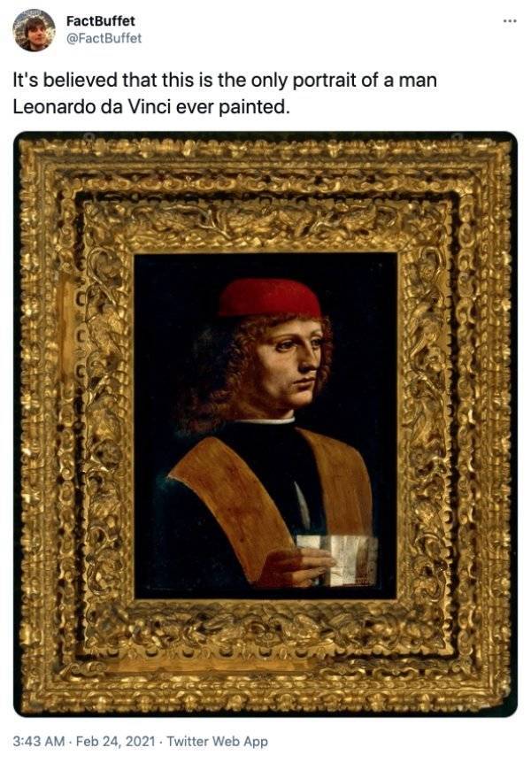 portrait of a musician - FactBuffet It's believed that this is the only portrait of a man Leonardo da Vinci ever painted. Twitter Web App