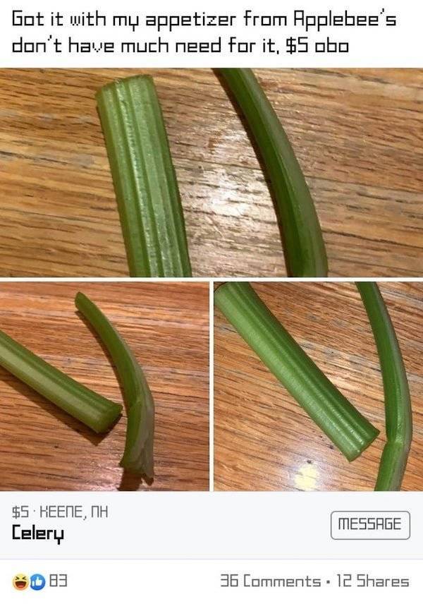 plant stem - Got it with my appetizer from Applebee's don't have much need for it, $5 obo $5. Heene, Nh Celery Message B3 36 12