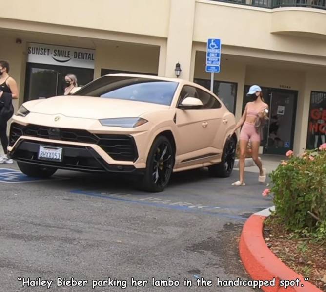 viral pics - supercar - Sunset Smile Dental Ing Phx 053 "Hailey Bieber parking her lambo in the handicapped spot."