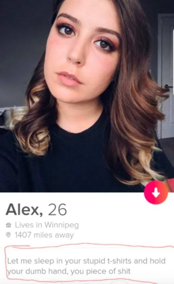 winnipeg tinder - Alex, 26 Lives in Winnipeg 1407 miles away Let me sleep in your stupid tshirts and hold your dumb hand, you piece of shit