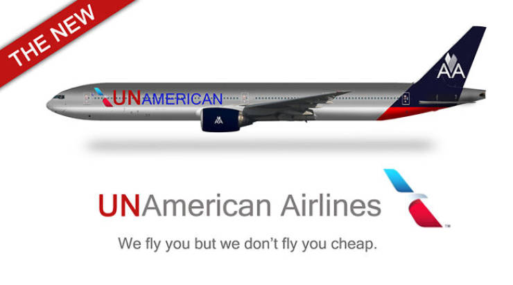 airline - The New Aa Unamerican UNAmerican Airlines We fly you but we don't fly you cheap.