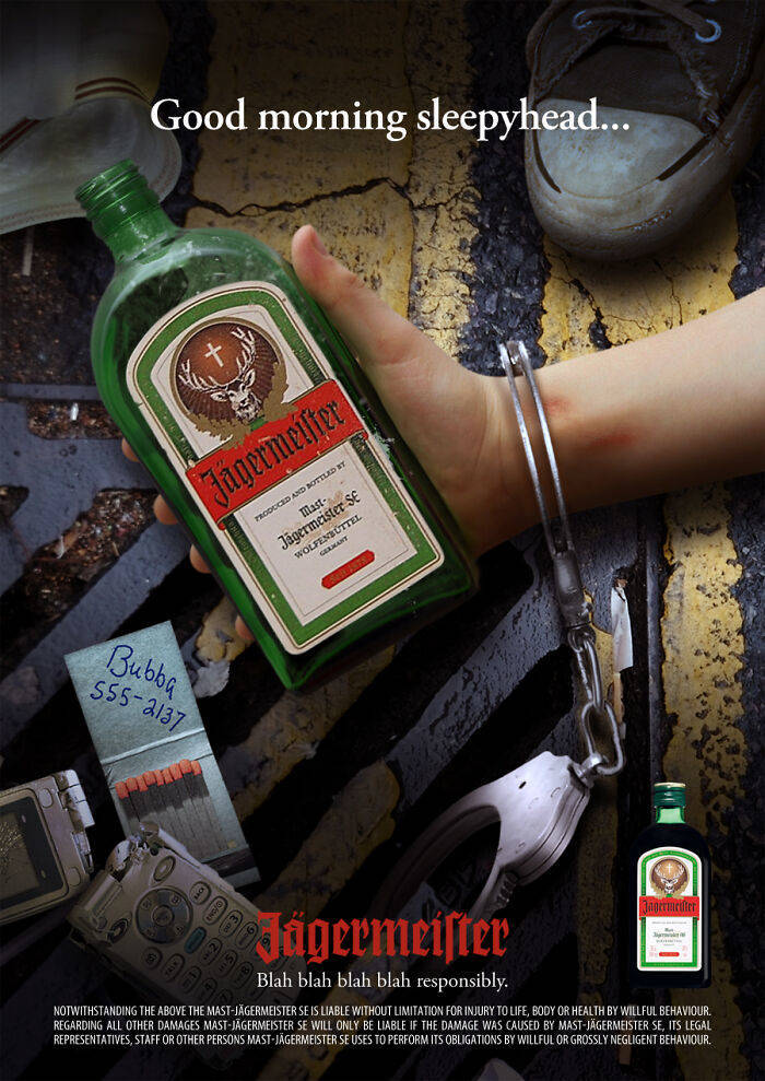 liqueur - Good morning sleepyhead... Jagermeiter Produced And Bottled By mast Jgermeister Se Ensttel Golfen Bubba 5552137 Ottici sgermeiter Blah blah blah blah responsibly. Notwithstanding The Above The MastJgermeister Se Is Liable Without Limitation For 