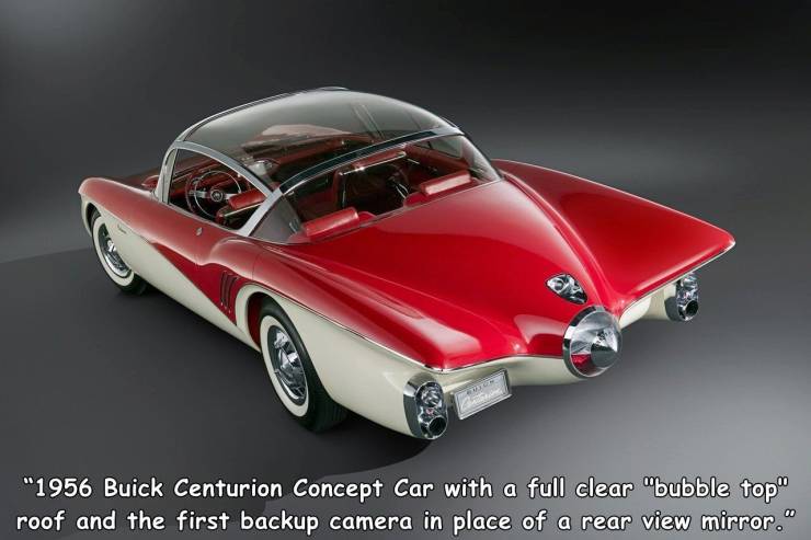 1956 buick centurion - "1956 Buick Centurion Concept Car with a full clear "bubble top roof and the first backup camera in place of a rear view mirror."