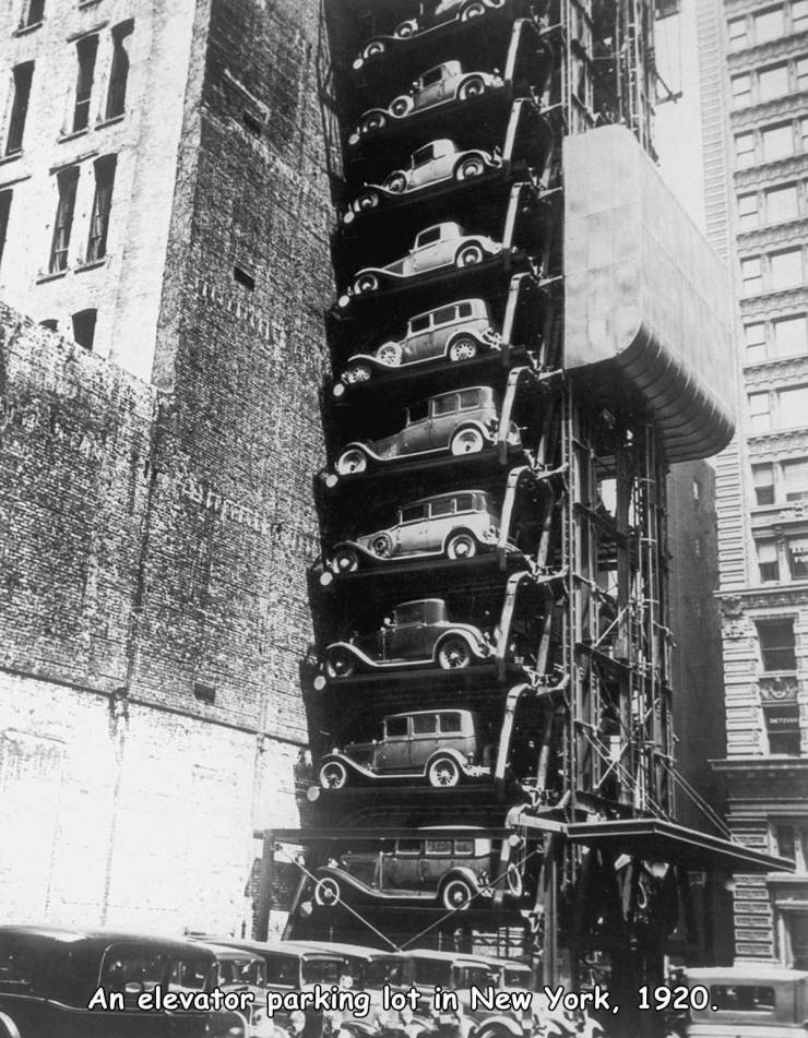 vertical parking lot - To 111 2 Hannes An elevator parking lot in New York, 1920.