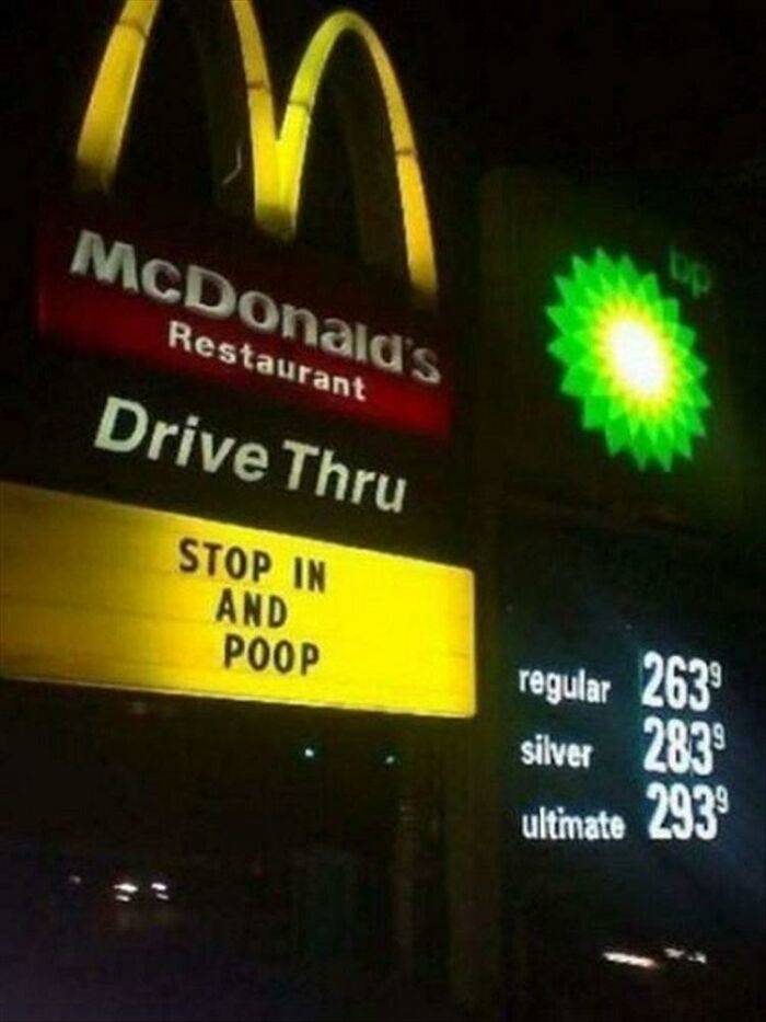 funny mcdonald's signs - McDonald's Restaurant Drive Thru Stop In And Poop regular 263 silver 2839 ultimate 2939