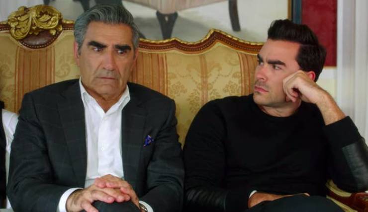 Eugene Levy and his son, Dan, played Johnny and David Rose on Schitt's Creek.Eugene's daughter, Sarah Levy , also had a role on the show as local café server Twyla Sands.