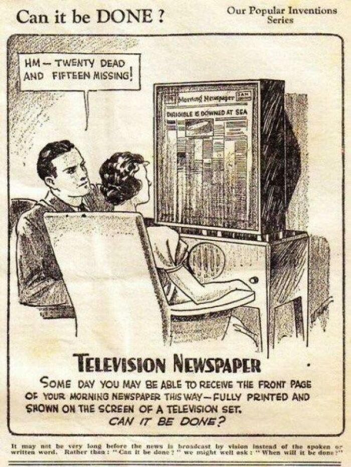 Television Newspaper - Some Day You May Be Able To Receive The Front Page Of Your Morning Newspaper This Way”