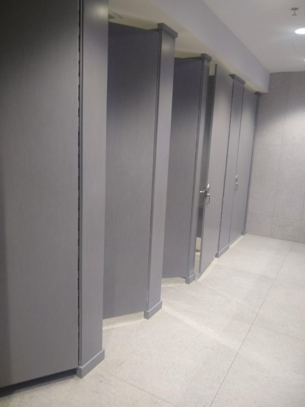 “Bathroom doors at work are floor to ceiling and without stall gaps.”