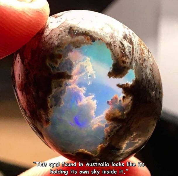 opal found in queensland australia - "This opal found in Australia looks its holding its own sky inside it."