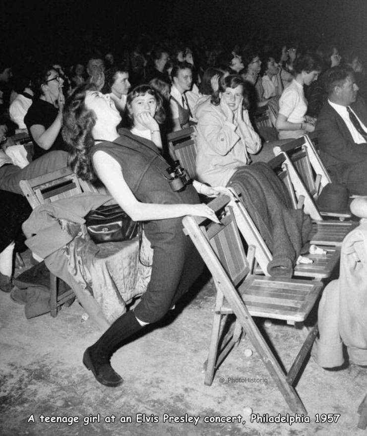 girl at elvis concert - @ PhotoHistoria A teenage girl at an Elvis Presley concert, Philadelphia 1957